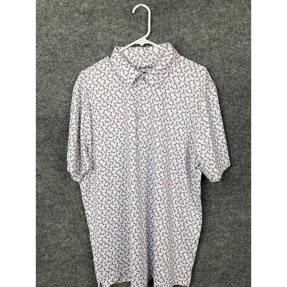 Chubbie's The Shaken Not Stirred Performance Polo Men's XL White, Pink, and Blue - Picture 1 of 13